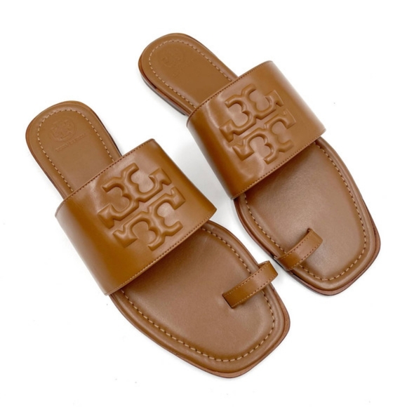 AUTHENTIC TORY BURCH TOE RING TAN LEATHER SANDALS SIZE 6 - Picture 1 of 4